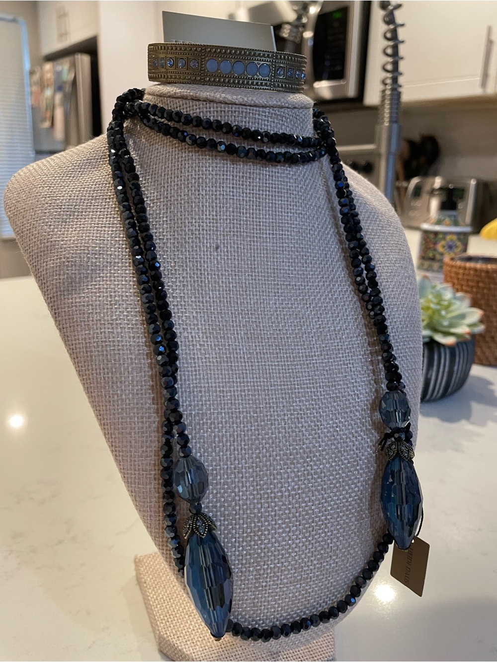Heidi Daus Black Crystal Long Lariat Necklace and brasalette set MRSP $295 - Picture 8 of 17